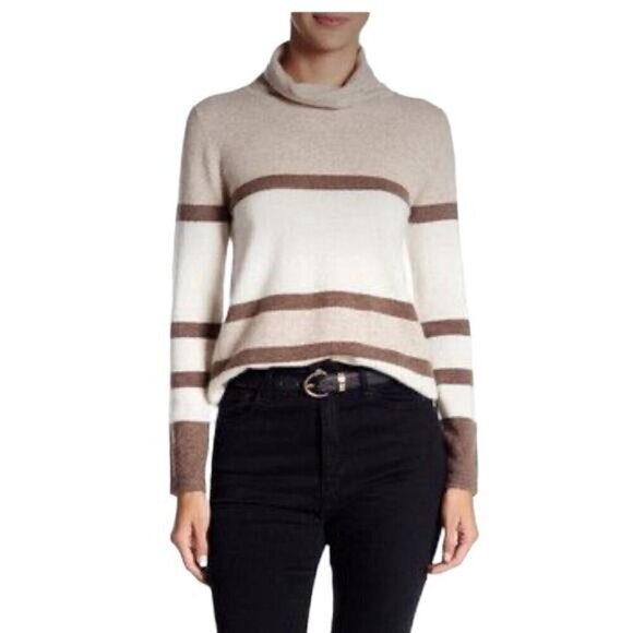Kier + J Cashmere Turtleneck Striped Sweater‎ Small - Picture 1 of 6